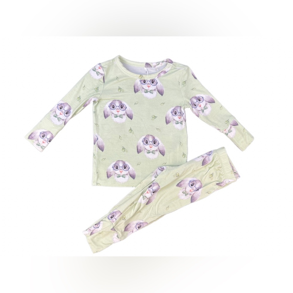 POSH PEANUT 2 Pc Bamboo Benny Bunny Pajama Set- 6-12M